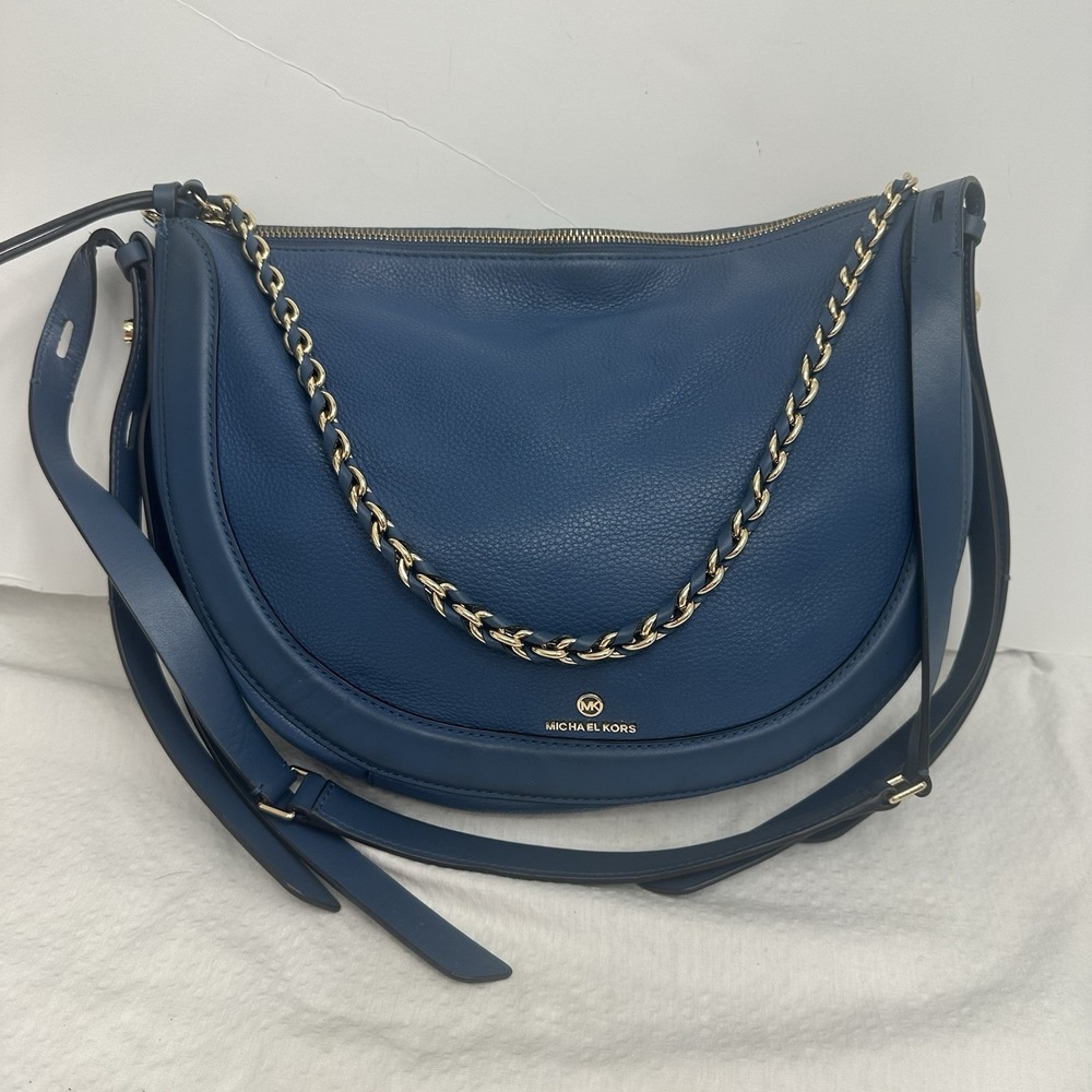 Michael Kors Jagger Blue Crossbody Shoulder Bag Messenger Satchel Adjustable EUC
